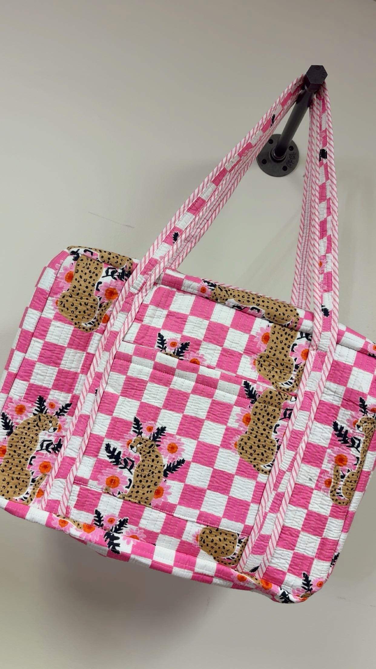 Hand Quilted Weekender - Pink Checker