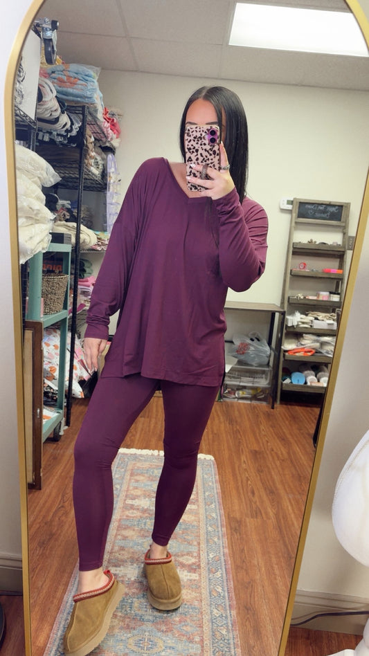 Timeless Long Sleeve Set- Eggplant