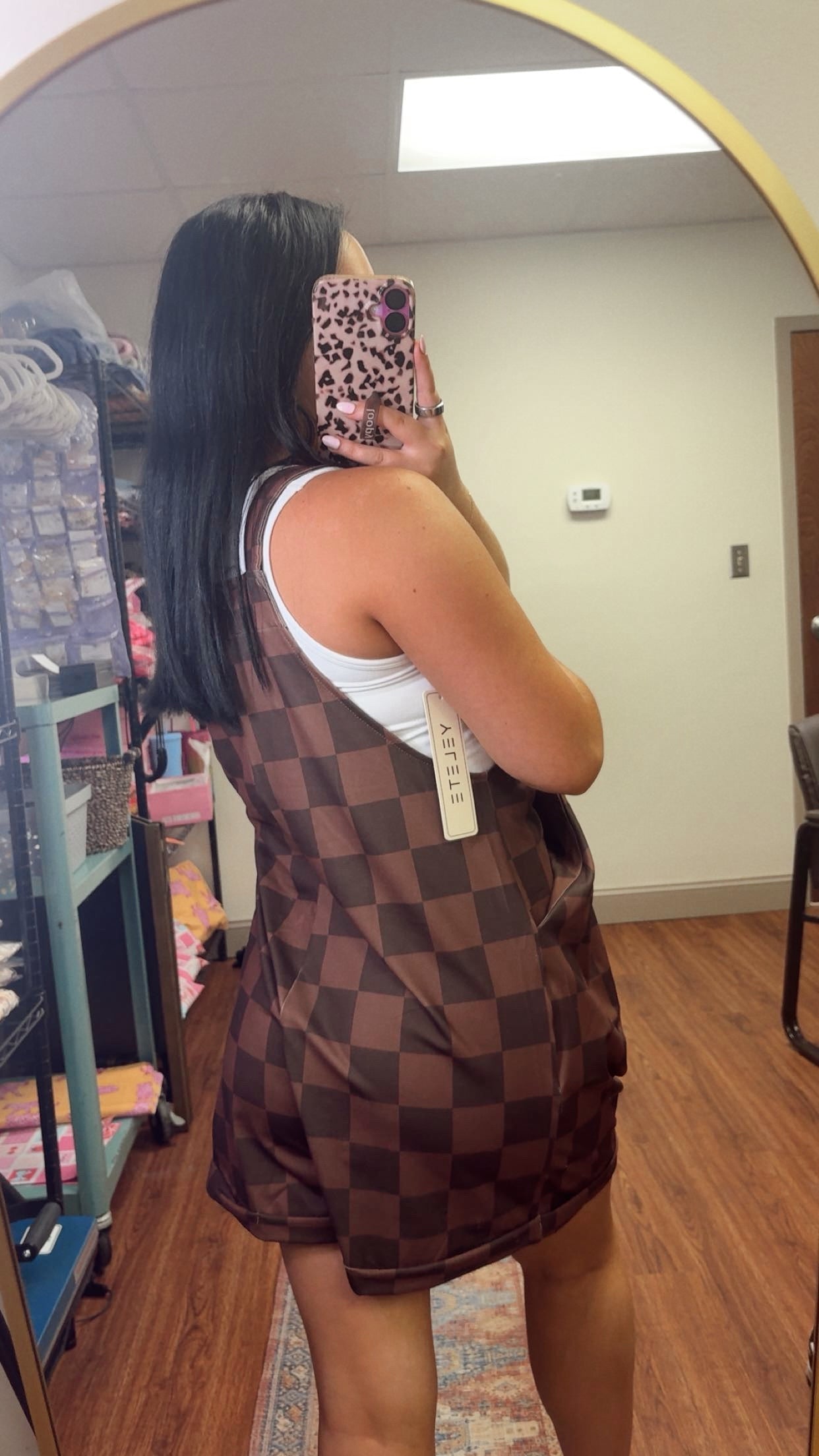 Chocolate Checkered Overalls