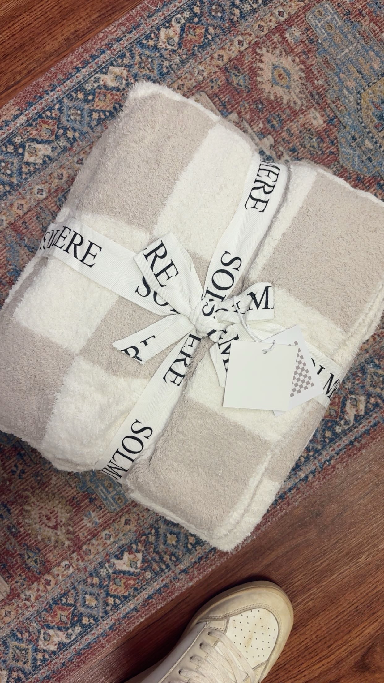 Cozy Cashmere Blanket- Tan Checker