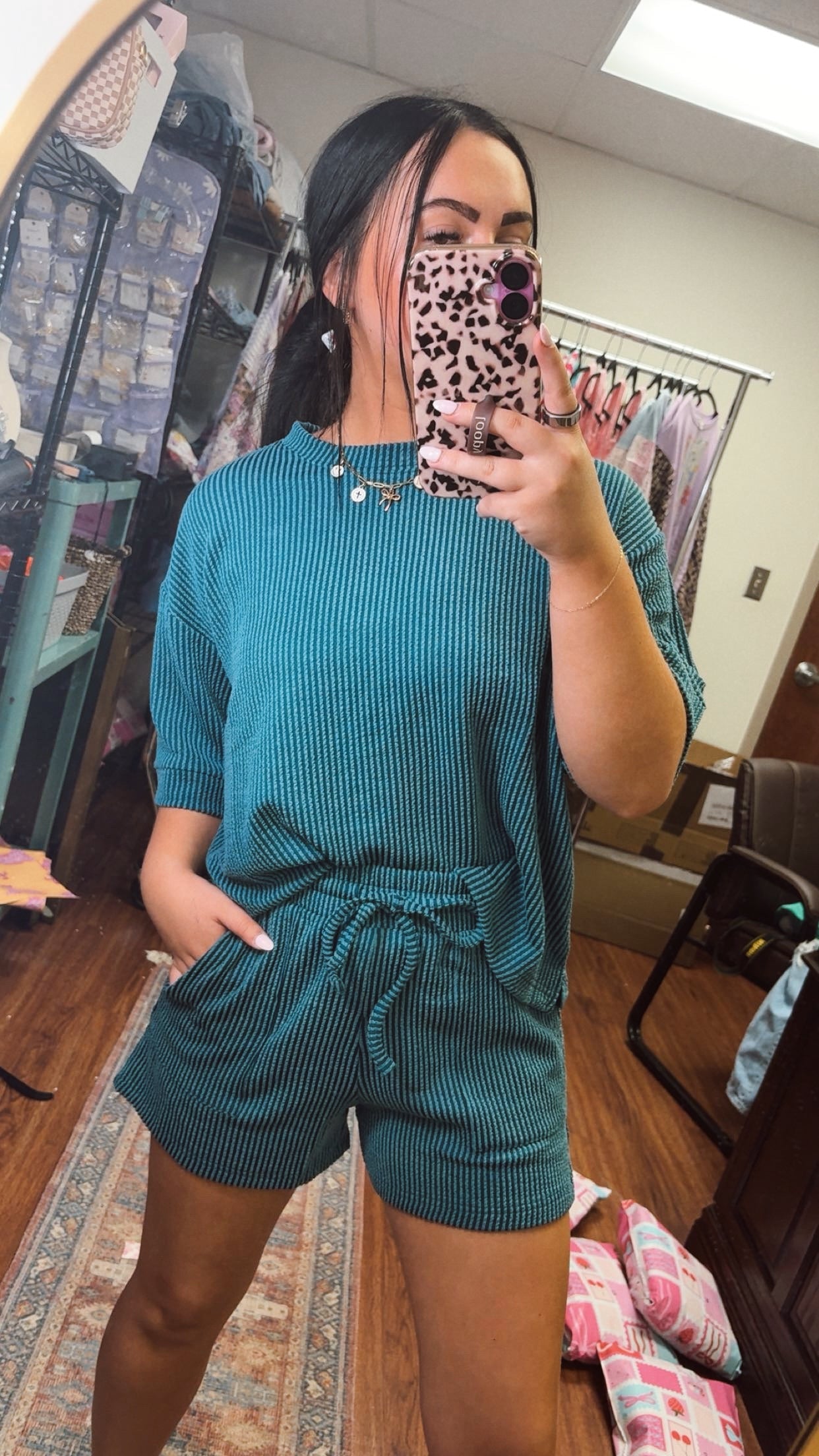 All About Comfort Ribbed Set- Teal