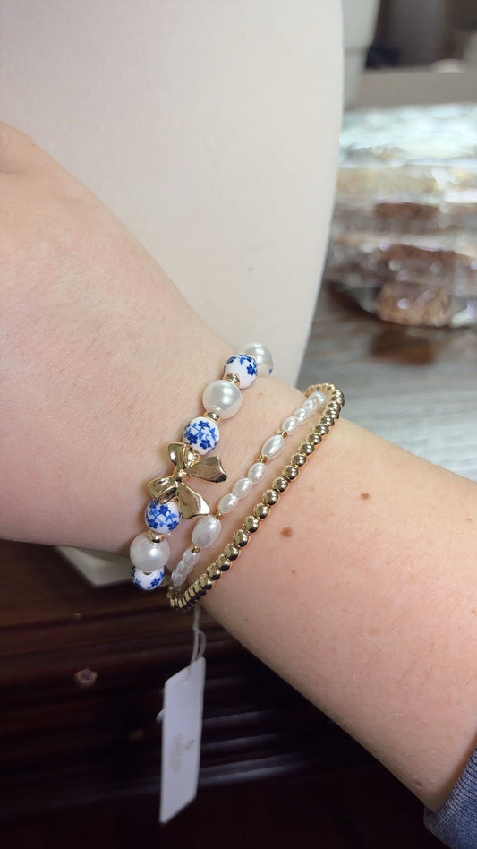 Blue Floral Bracelet Set
