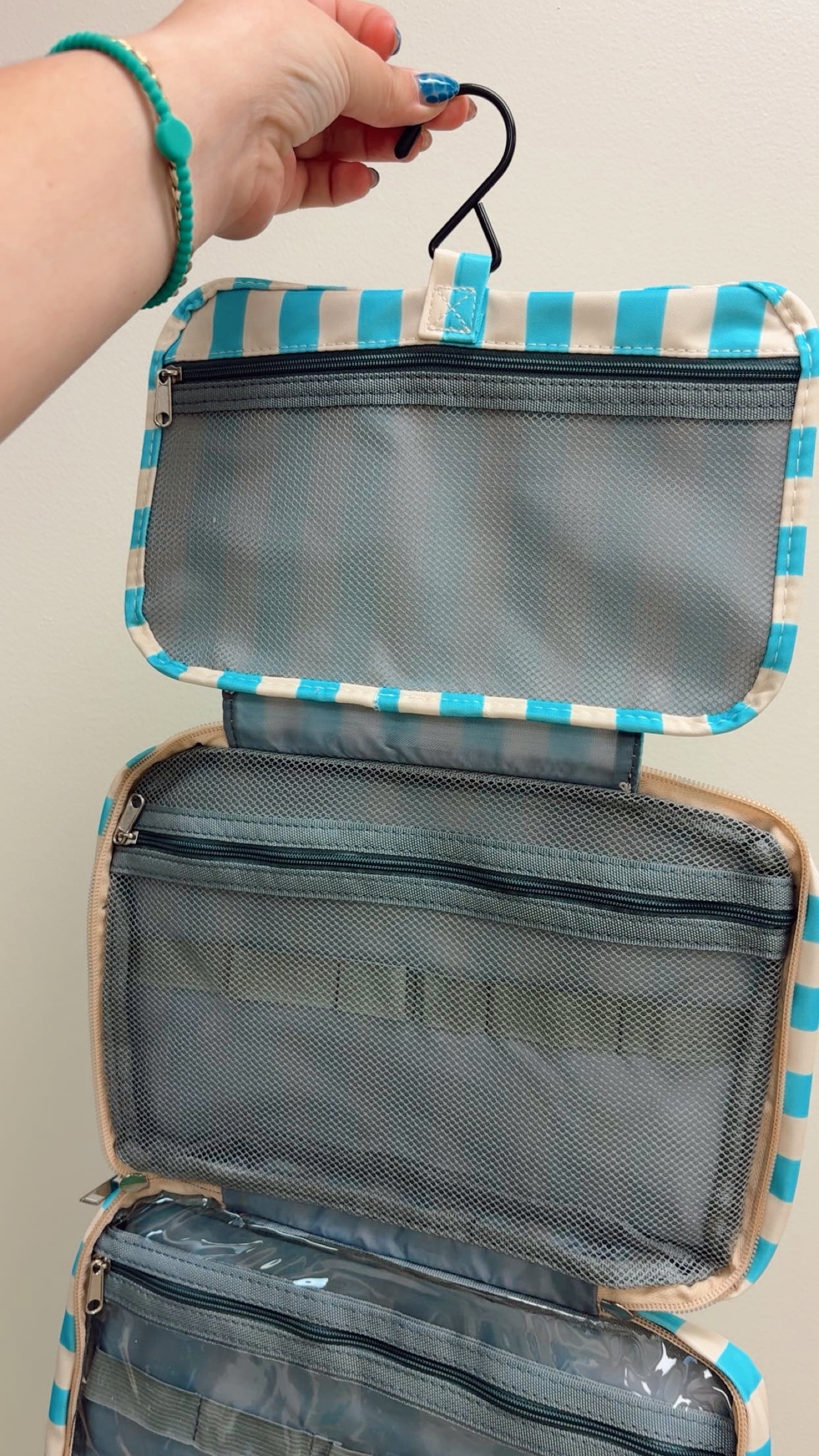 Striped Hanging Toiletry Bag