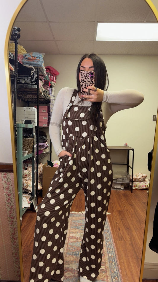 Polka Dot Ribbed Jumpsuit
