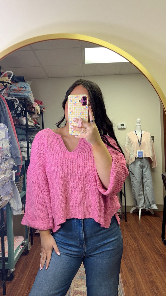 Isabella Sweater- Candy Pink