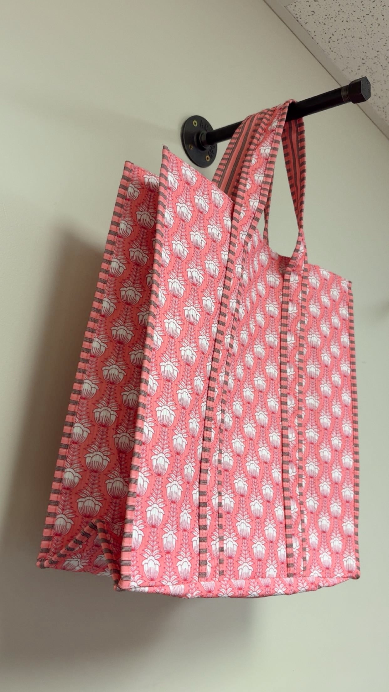 Pink Quilted Tote Bag