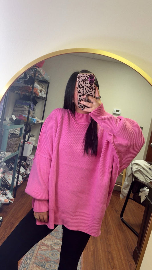 Downtown Oversized Sweater- Pink