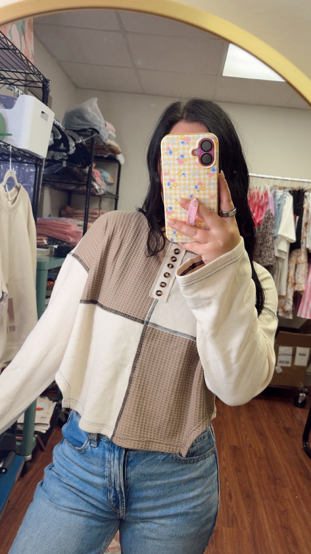 Waffle Henley Top