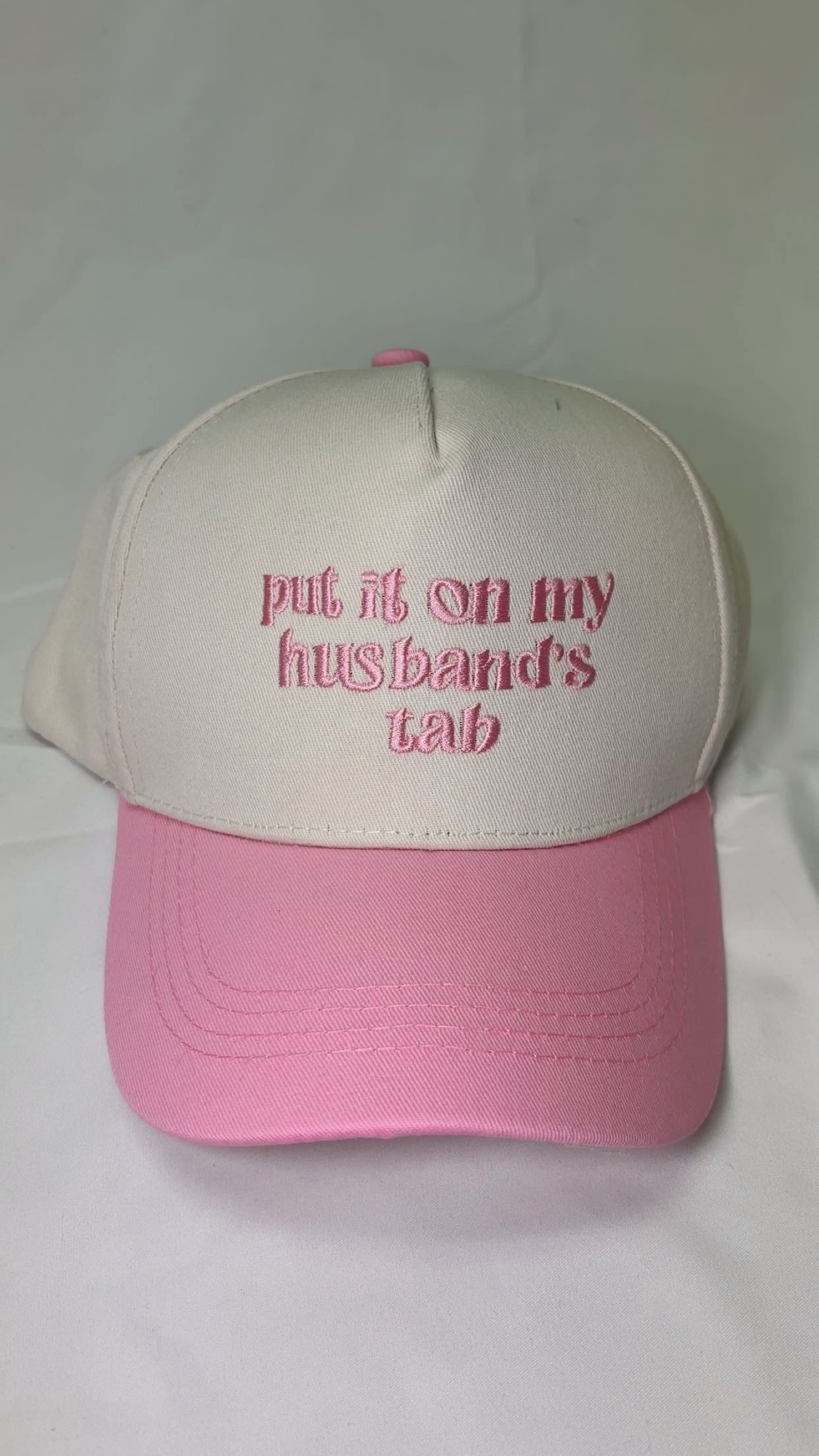 Husband's Tab Embroidered Hat- Pink