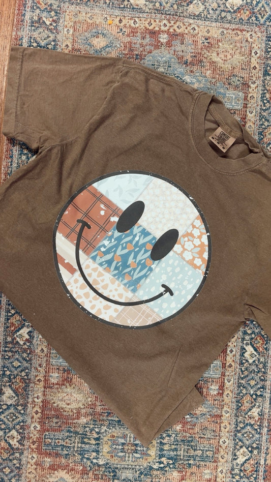 Fall Patchwork Smiley Tee