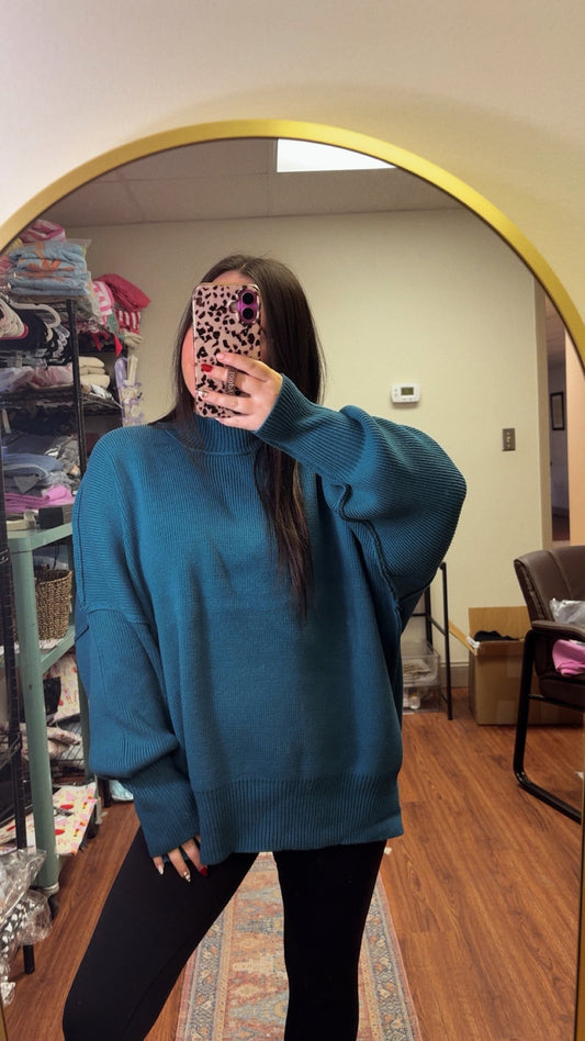 Downtown Oversized Sweater- Teal