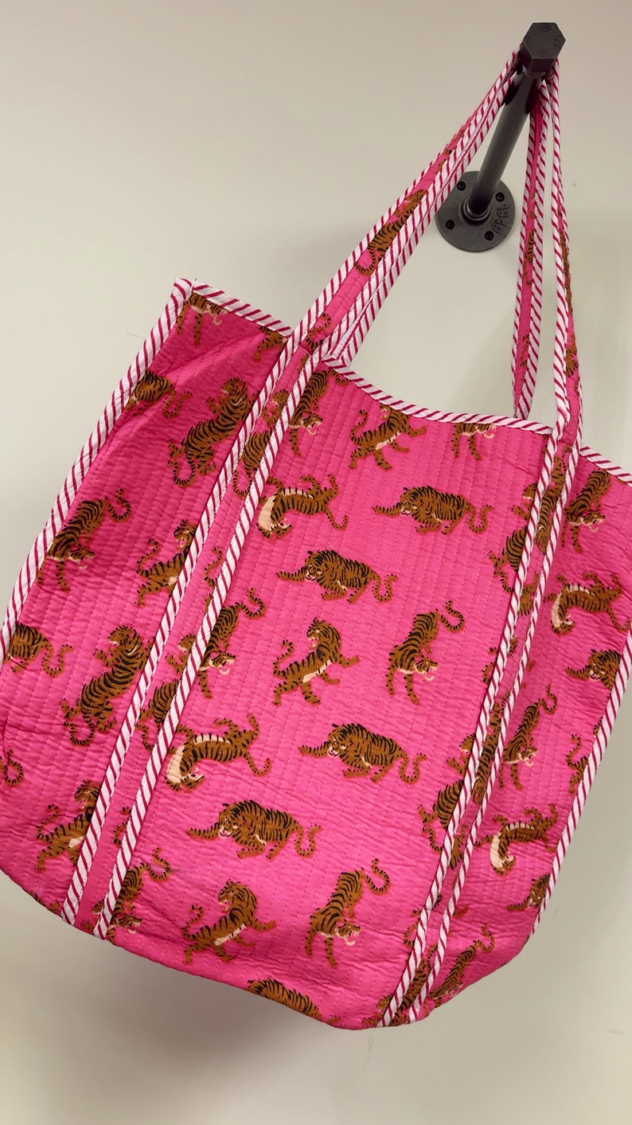 Hand Quilted Tote Bag - Pink Leopards