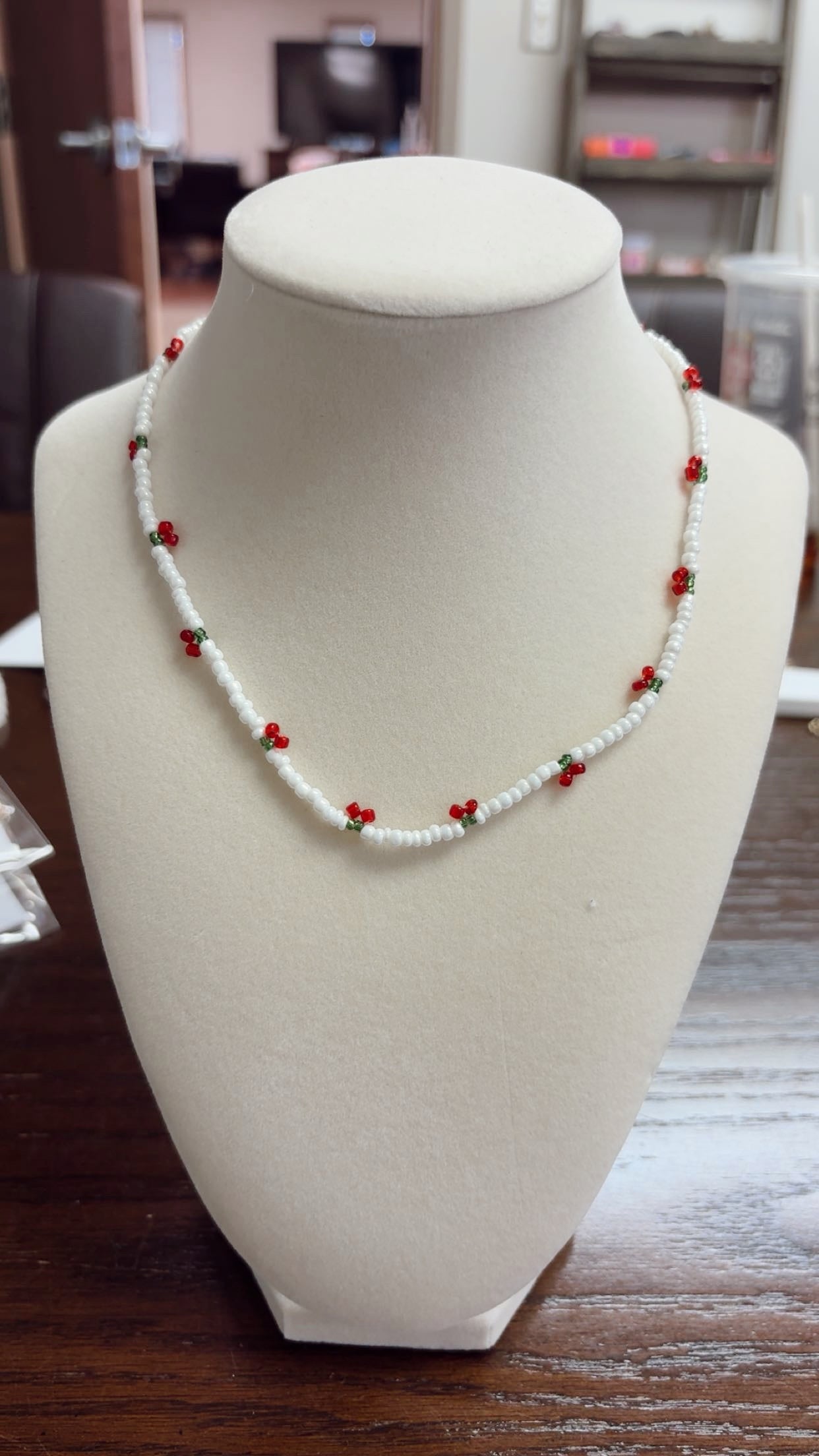 Beaded Cherry Necklace