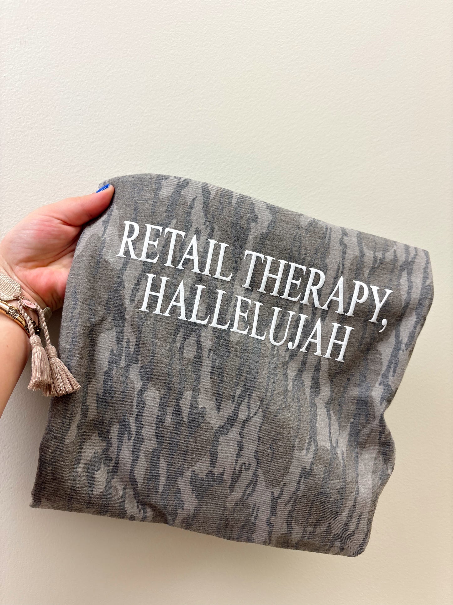 Retail Therapy Hallelujah Camo Tee