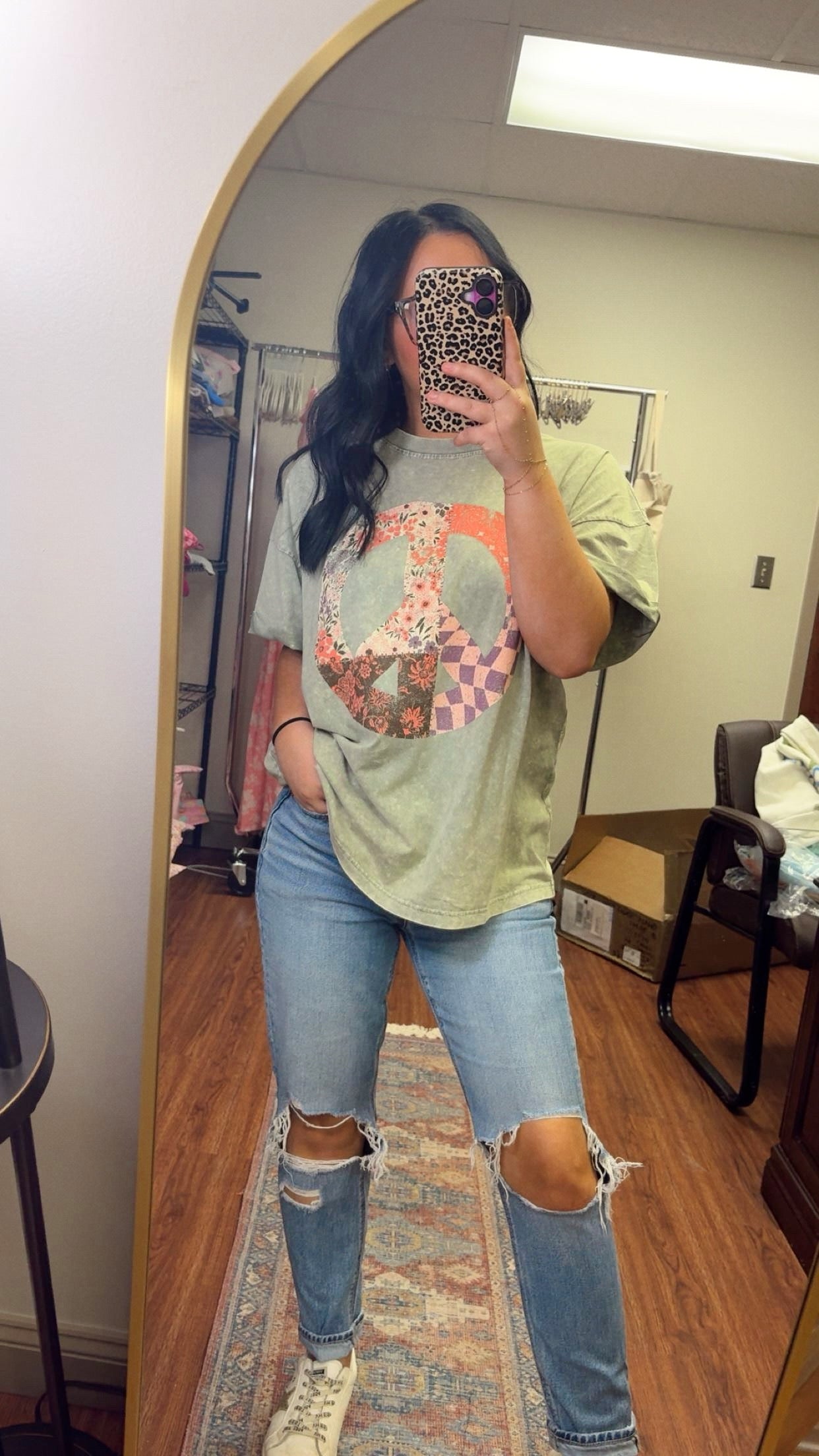 Boho Peace Acid Washed Tee
