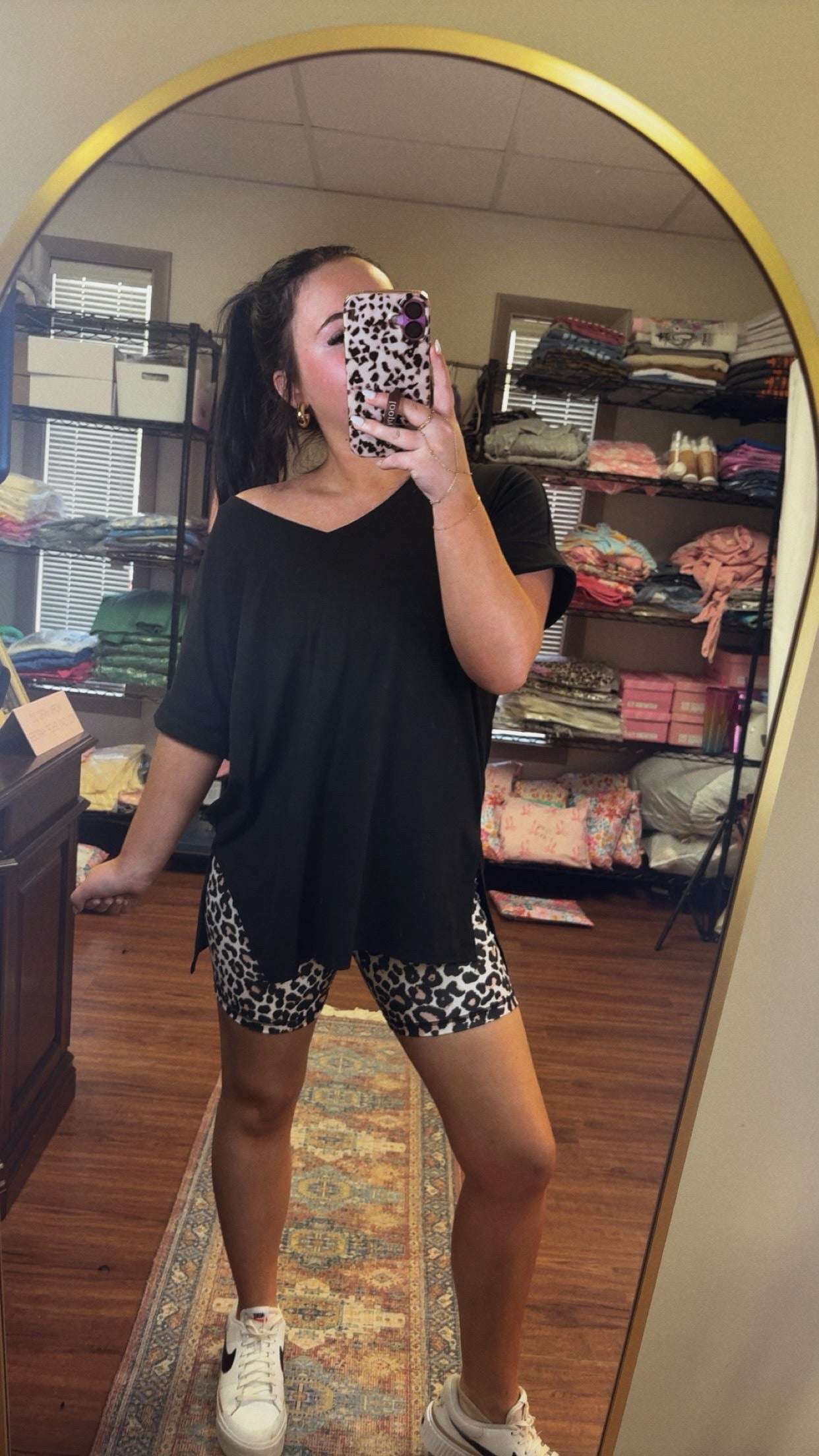 Weekend Fun Biker Shorts- Leopard