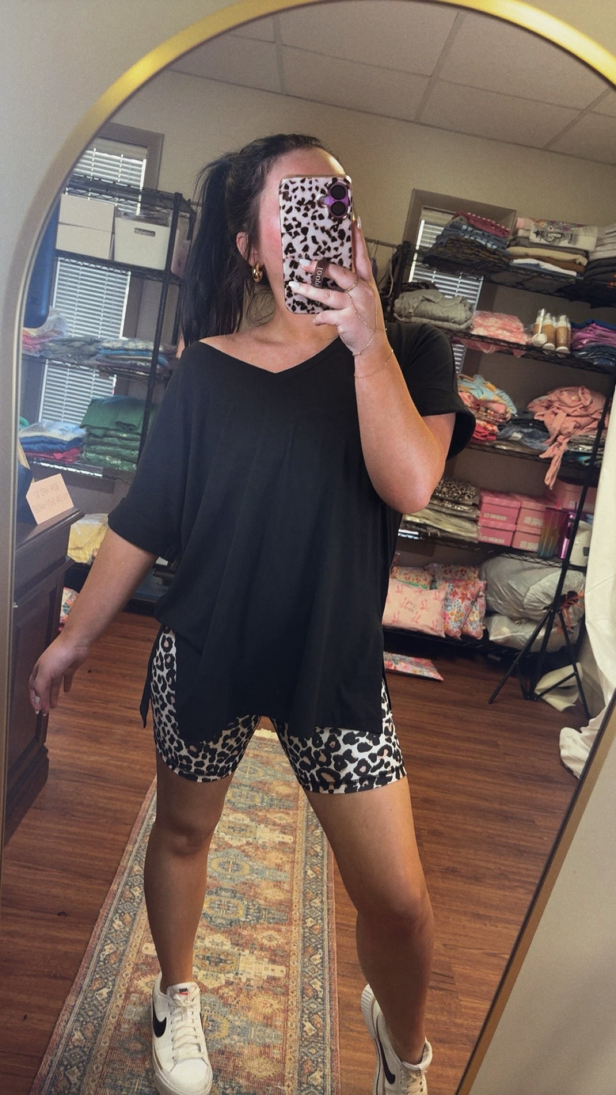 Weekend Fun Biker Shorts- Leopard