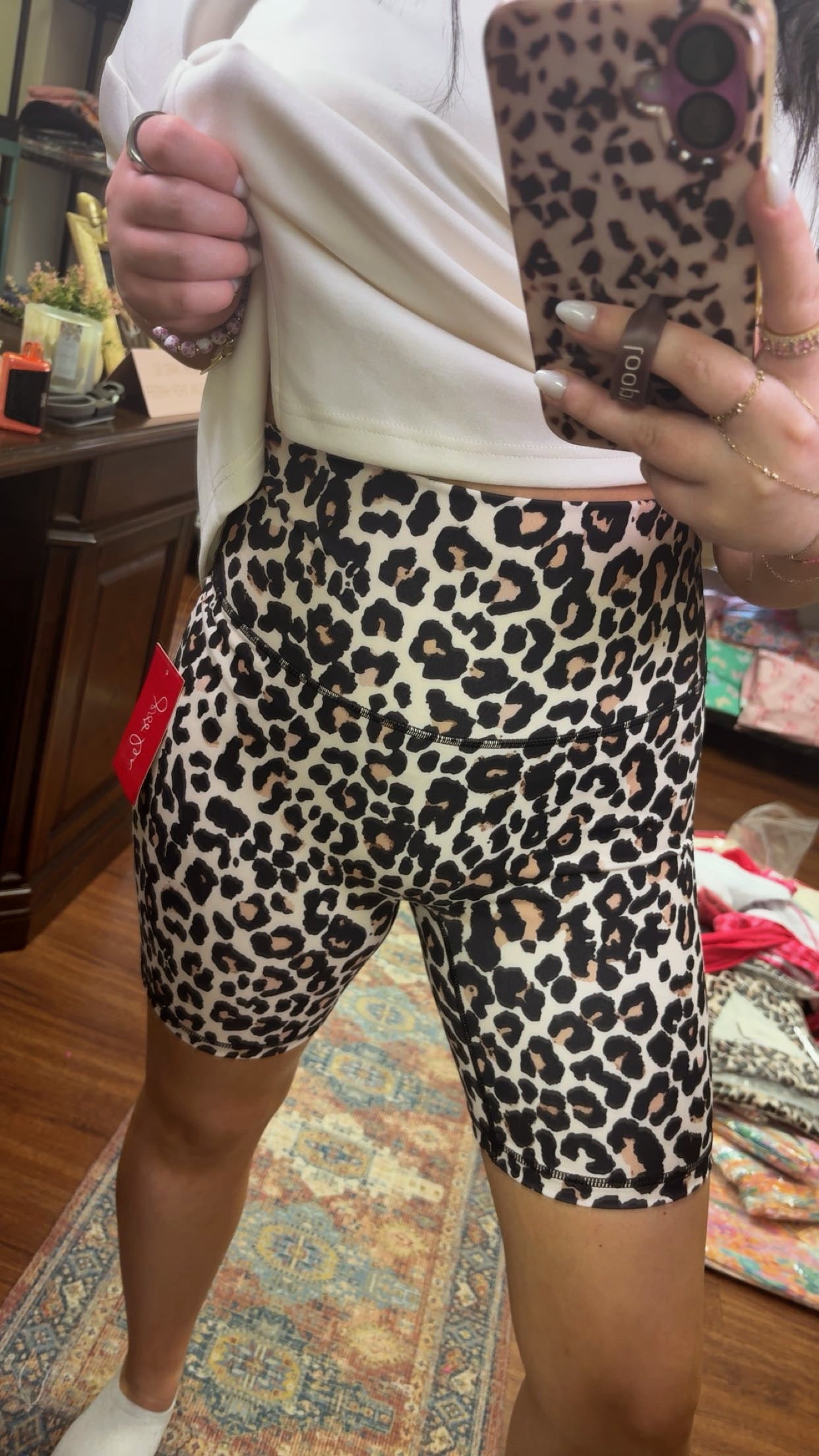 Weekend Fun Biker Shorts- Leopard