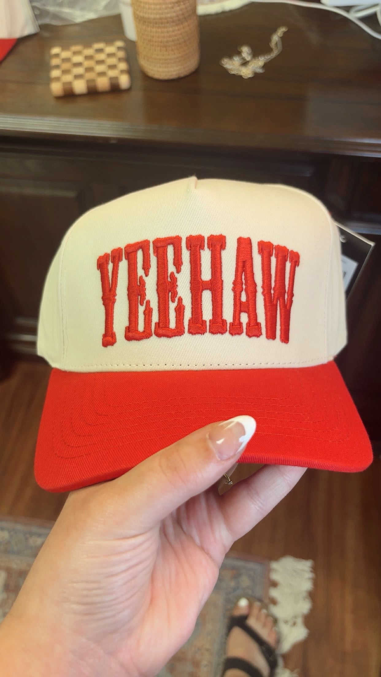 Yeehaw Embroidered Hat- Red