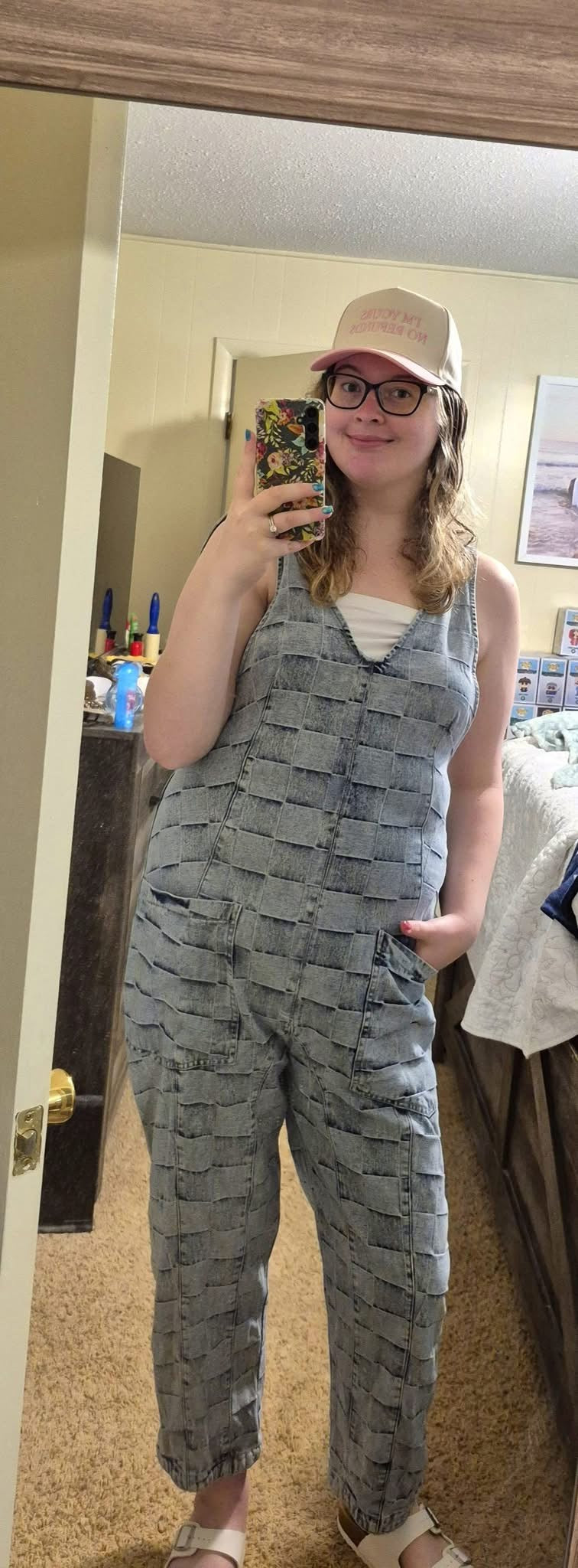 Checkered Denim Jumpsuit