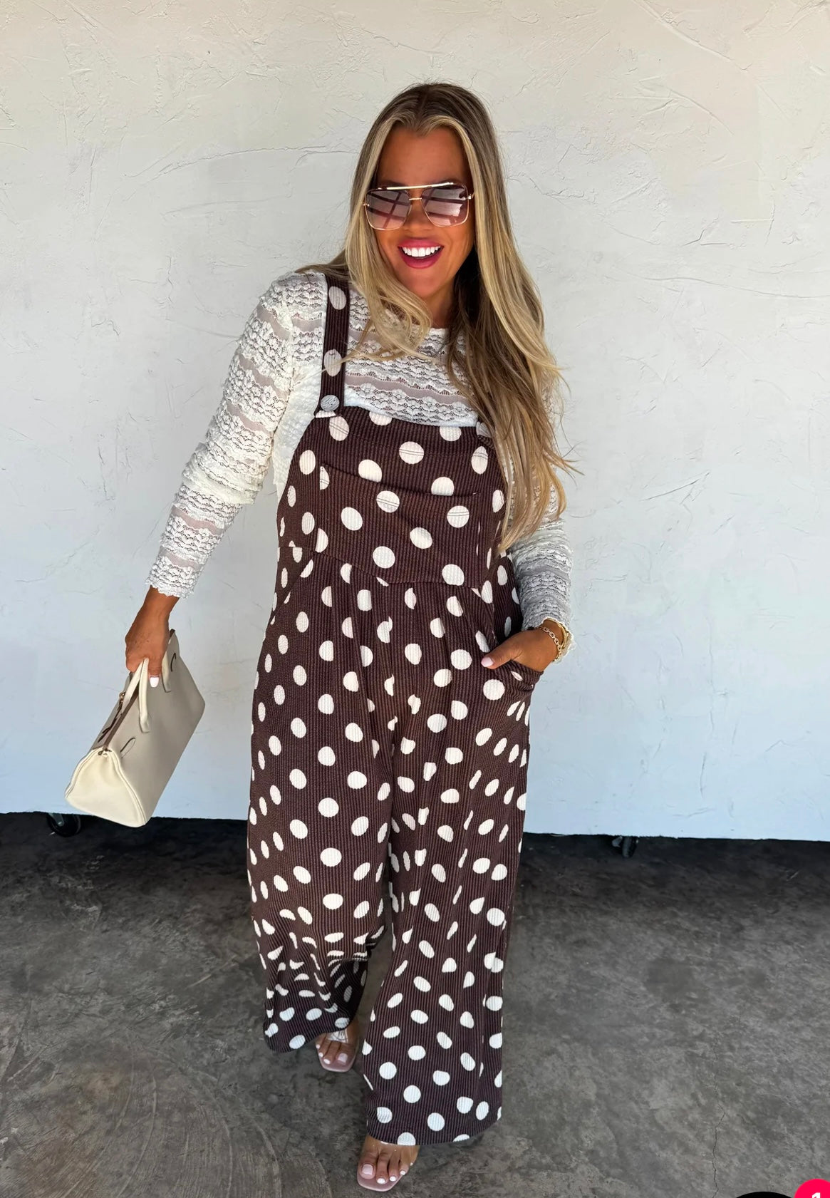 Polka Dot Ribbed Jumpsuit