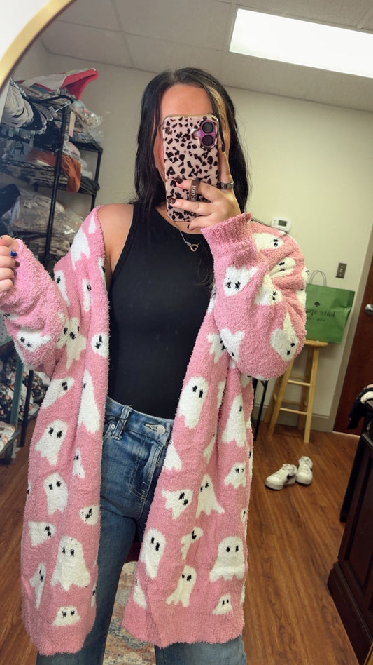 Cloud Cardigan- Pink Ghost