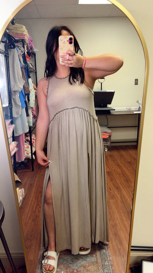 Midnight Breeze POL Dress - Taupe