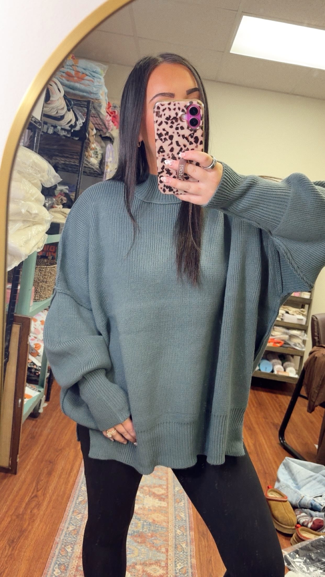 Downtown Oversized Sweater- Ash Jade
