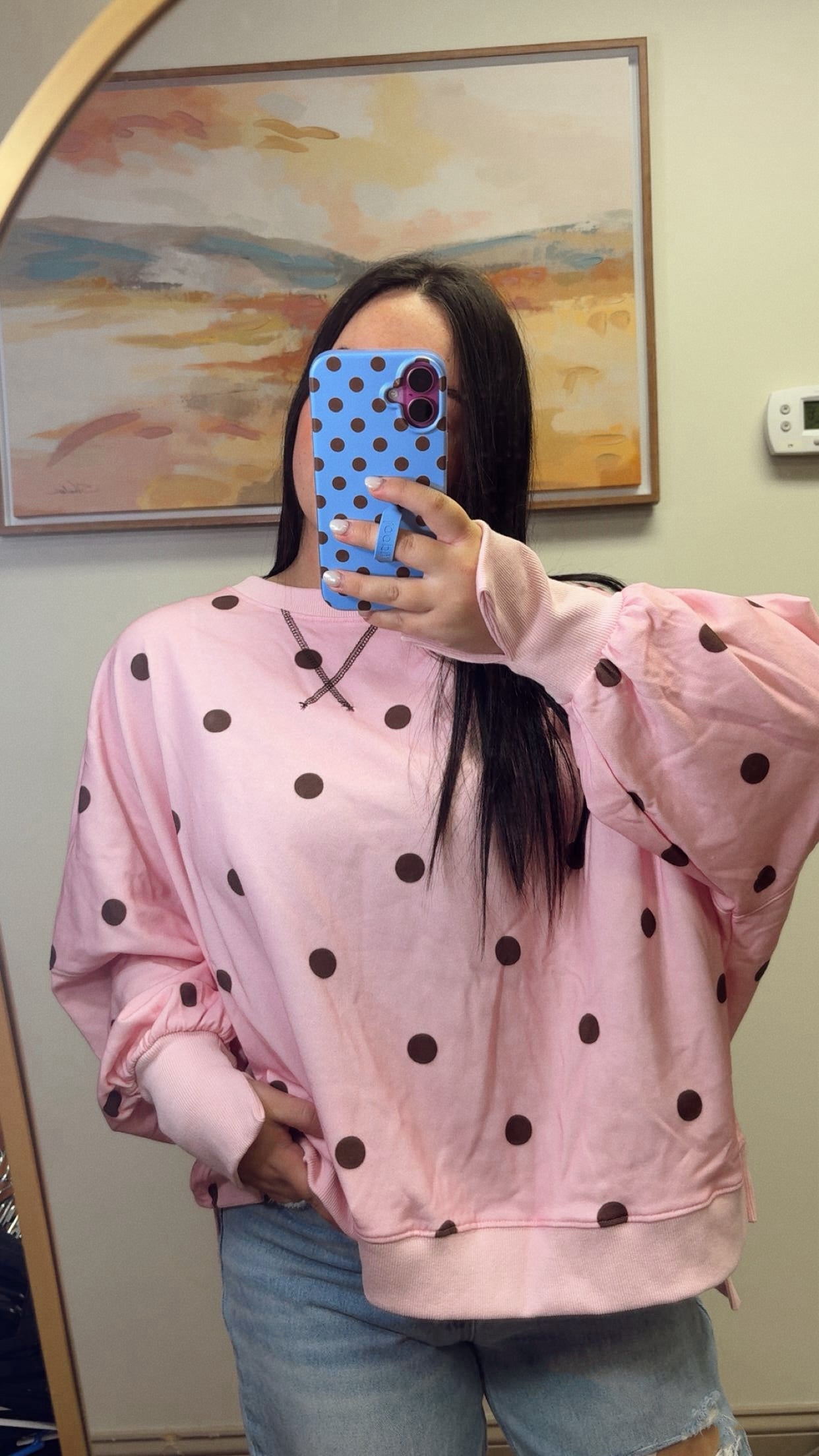 Dotted Delight Crewneck - Pink