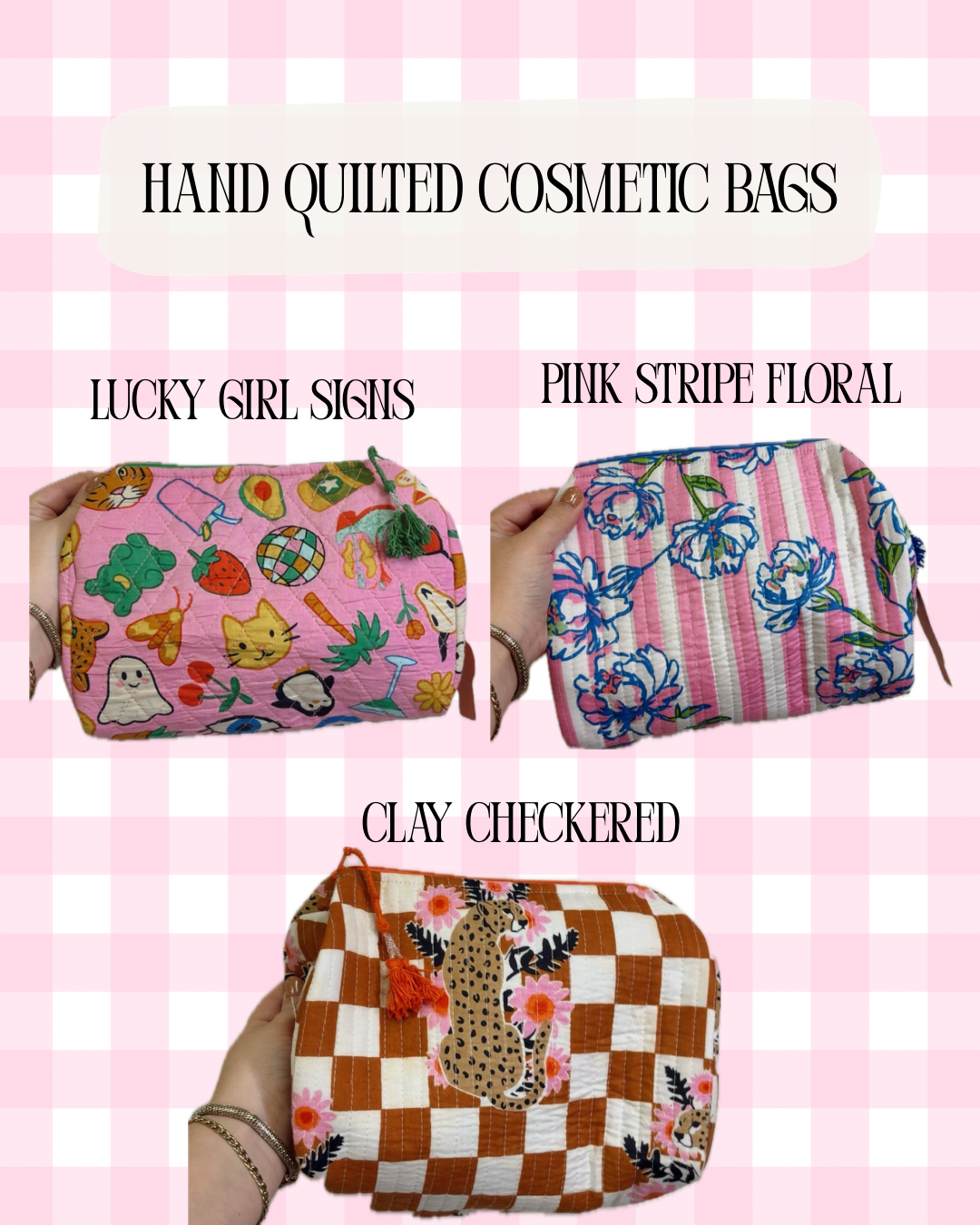 Hand Quilted Cosmetic Bags