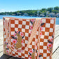 Hand Quilted Oversized Tote Bag- Clay Checker