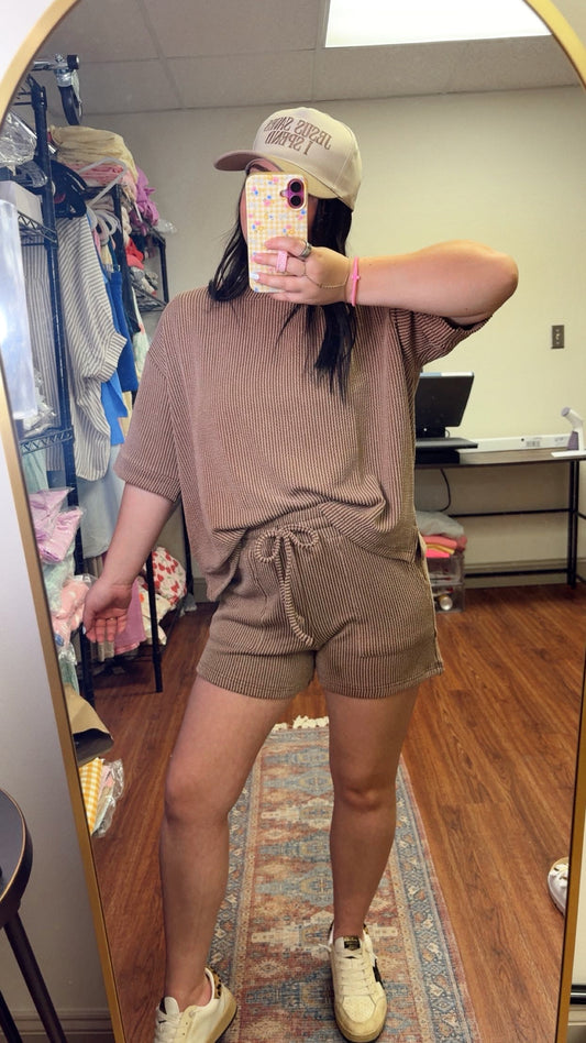 Hot Shot Ribbed Set - Brown