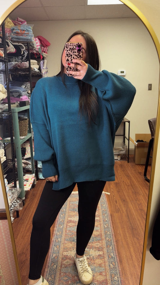 Downtown Oversized Sweater- Teal