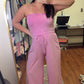 Look Again Strapless Jumpsuit - Mauve