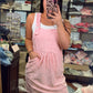 Sunshine And Daisies Overall Dress- Pink