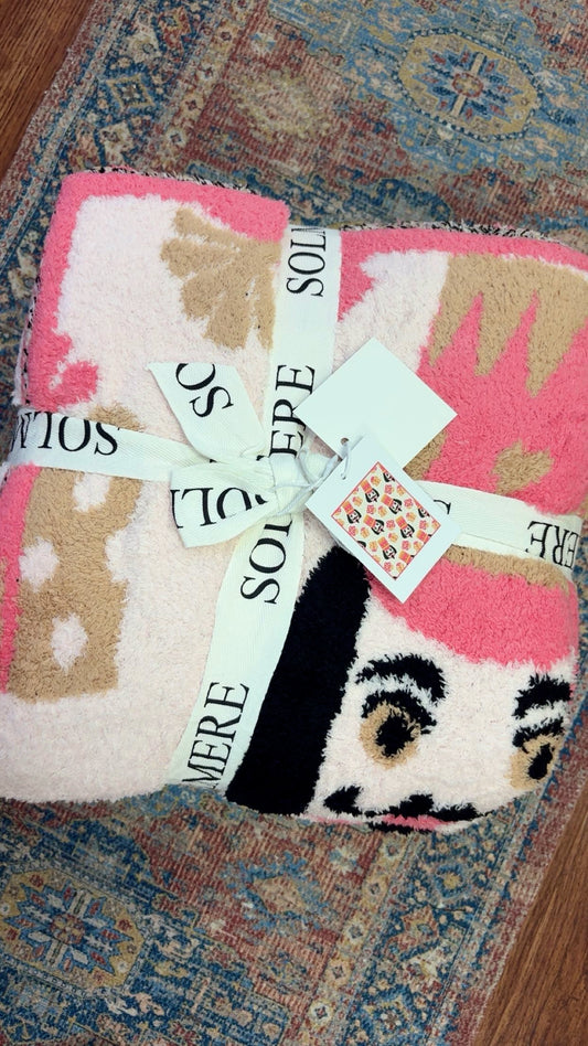 Cozy Cashmere Blanket- Pink Nutcrackers
