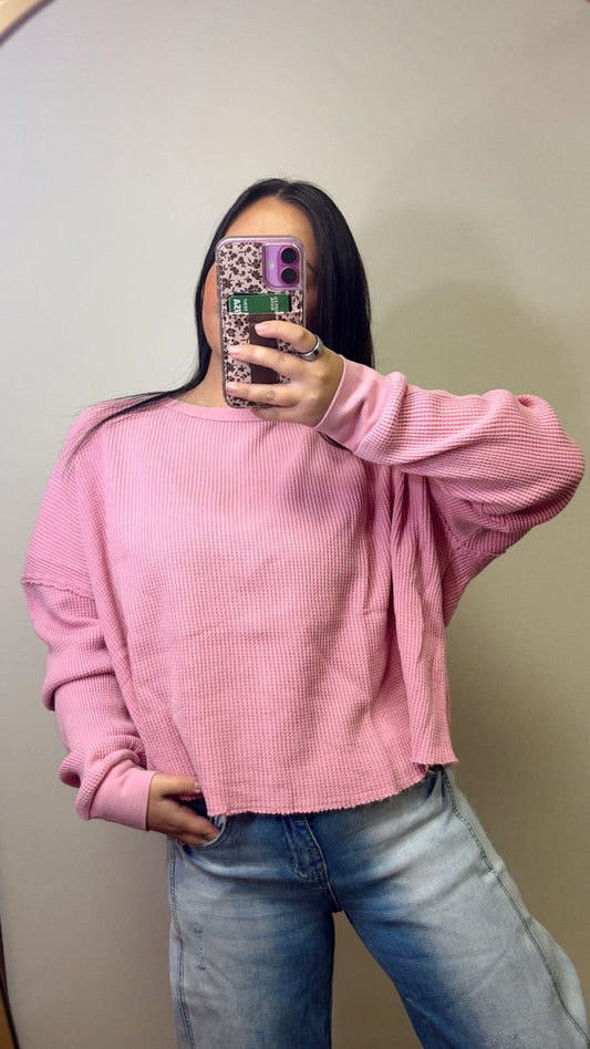 Better Than Basic Waffle Top - Pink