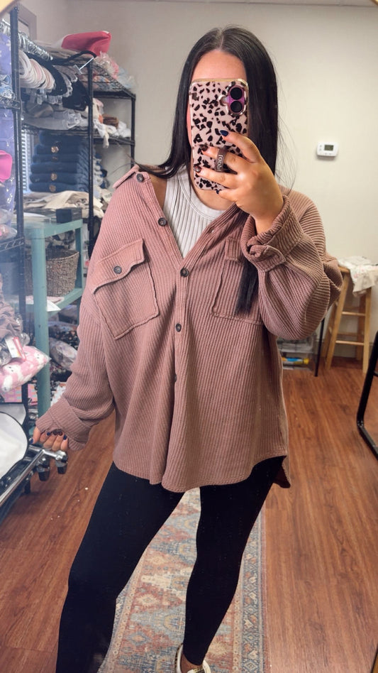 You Matter Waffle Knit Shacket