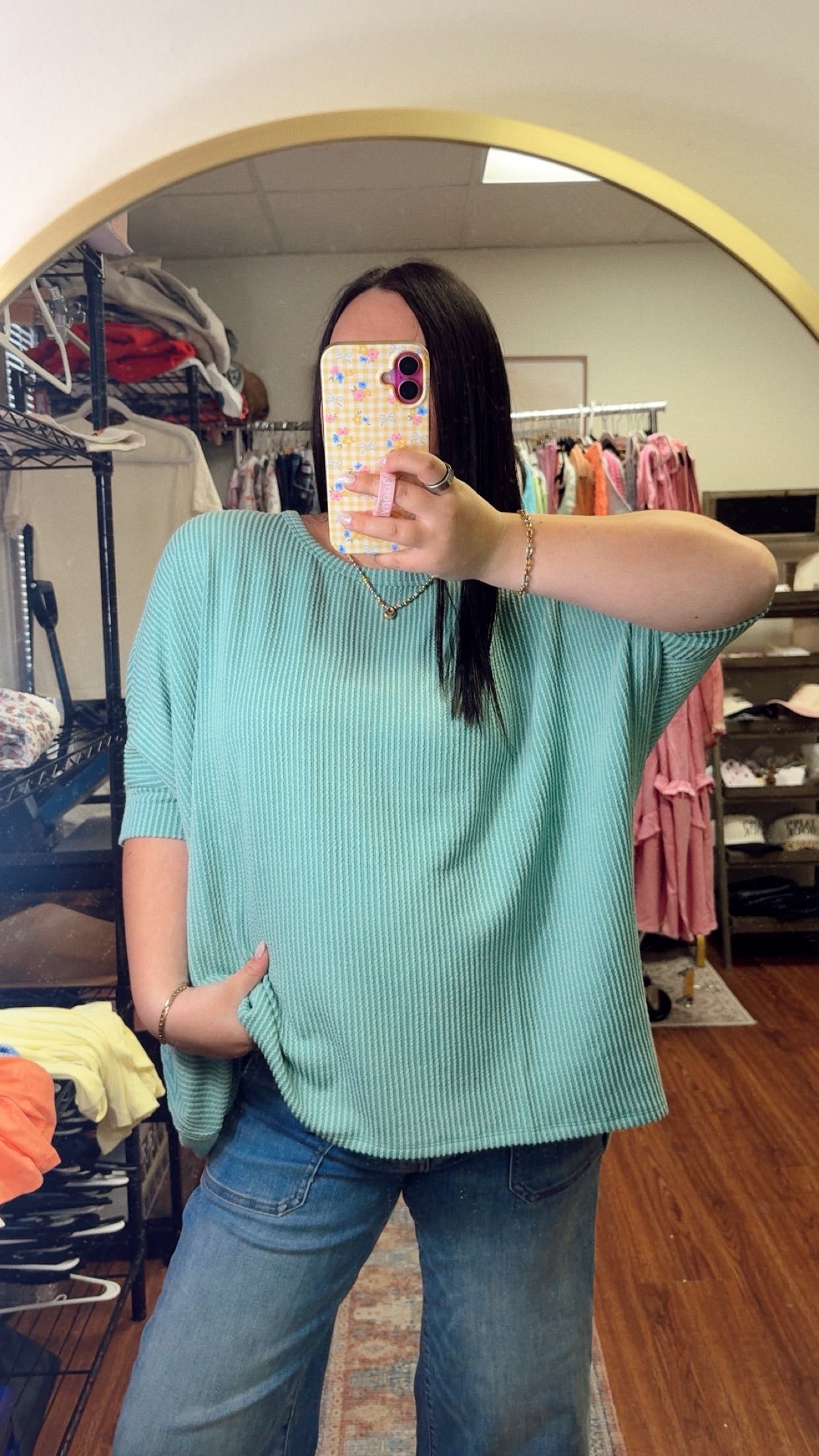 Simple Days Ribbed Top - Jade