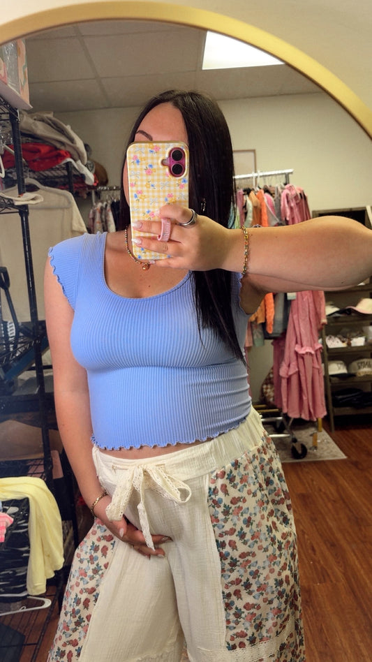 Blue Blooms Seamless Top