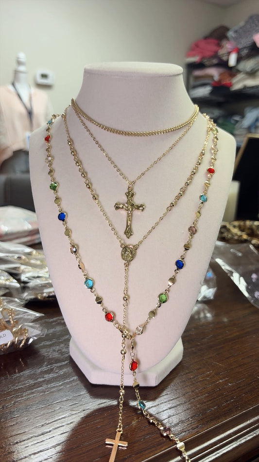 Layered Boho Cross Necklace