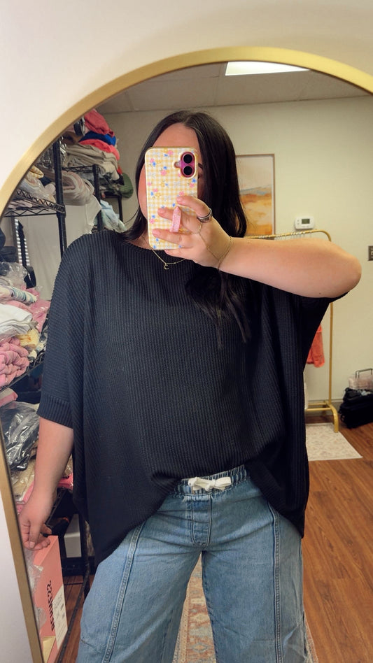 Simple Days Ribbed Top - Black