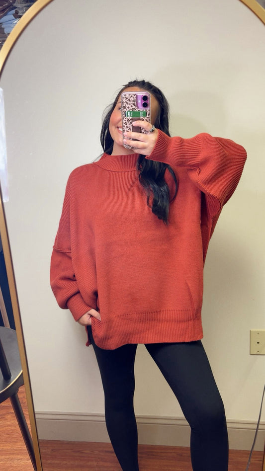 Fall Necessity Oversized Sweater - Rust