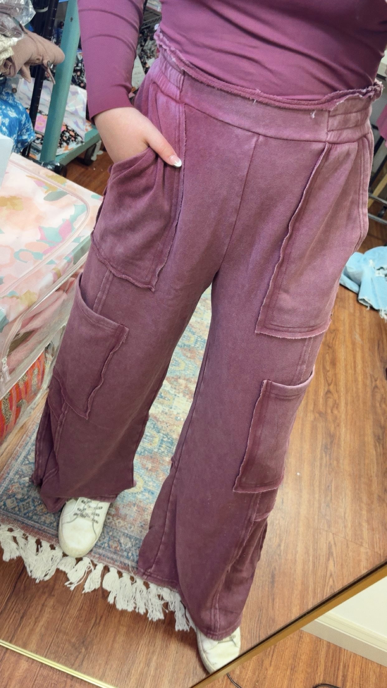 Comfort Is Key Sweatpants- Dark Cherry