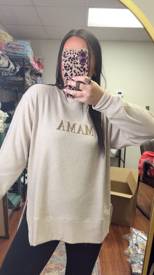 Mama Waffle Knit Top