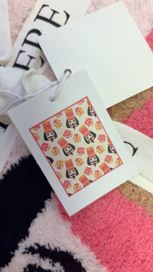 Cozy Cashmere Blanket- Pink Nutcrackers