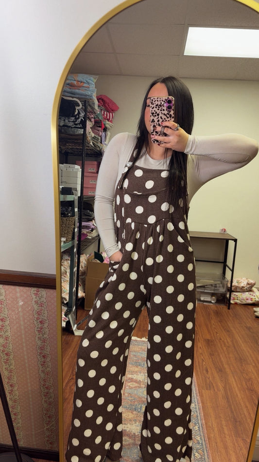 Polka Dot Ribbed Jumpsuit