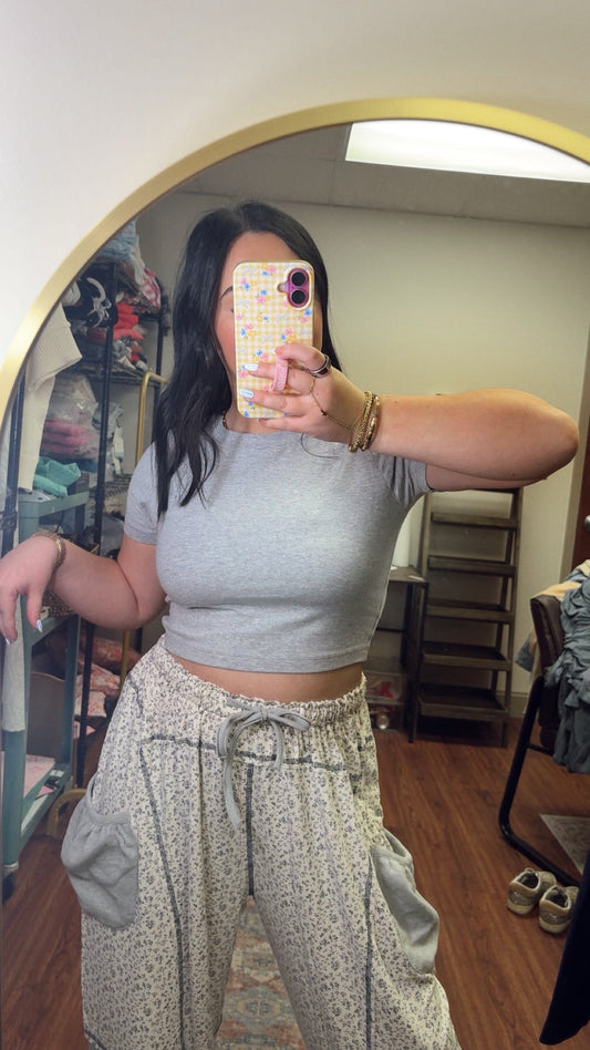 Staple Piece Baby Tee- Gray