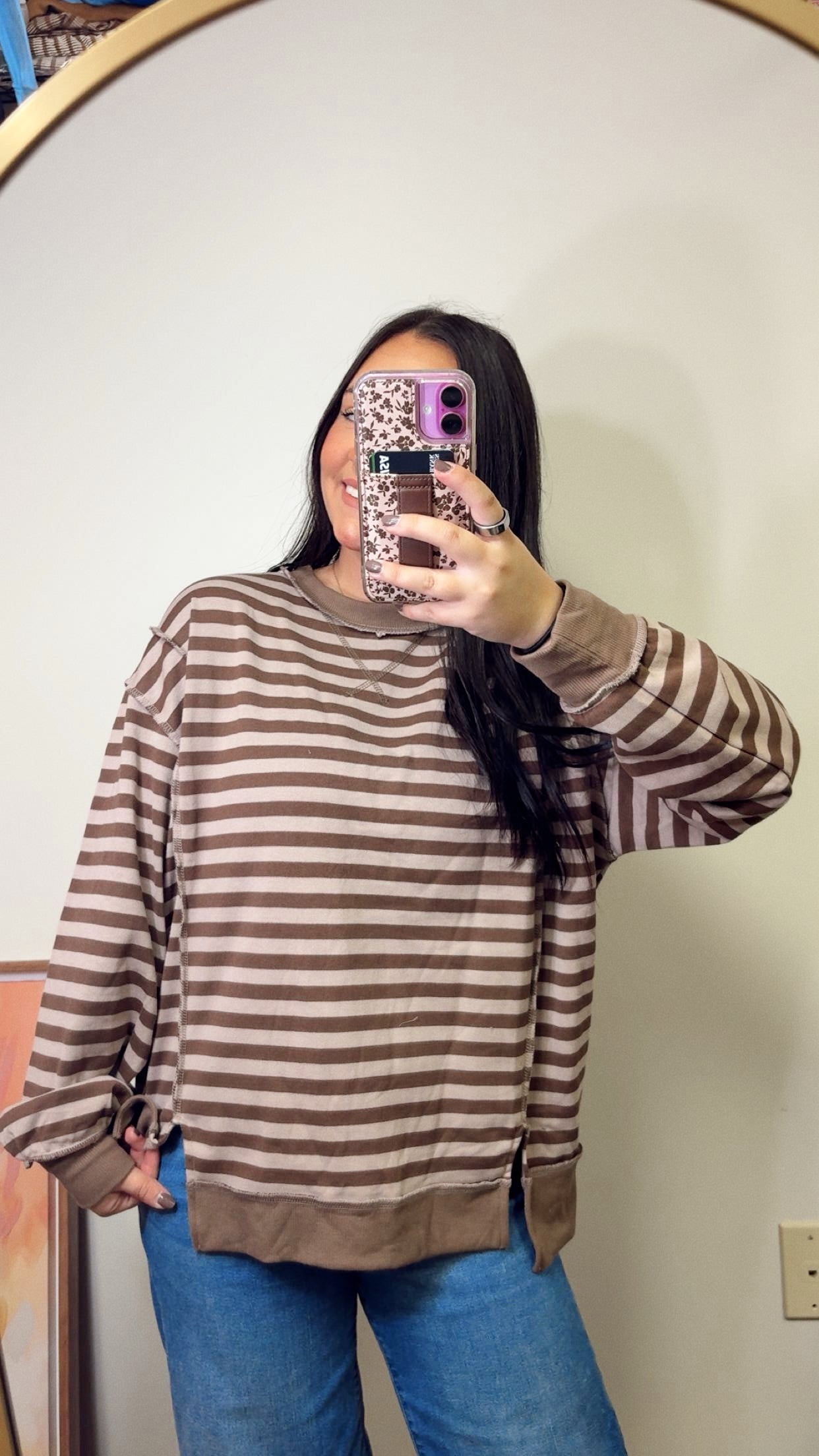 Thankful Striped Sweatshirt