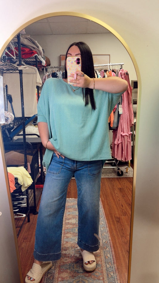 Simple Days Ribbed Top - Jade